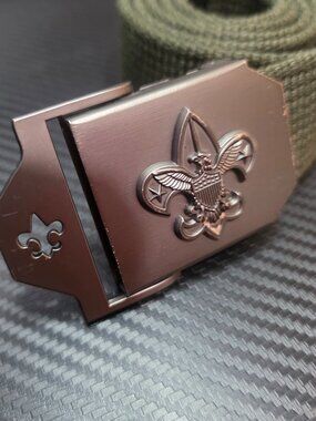 Boy Scouts of America Men BSA Web Belt 42" Metal Buckle Military Adjustable Grn